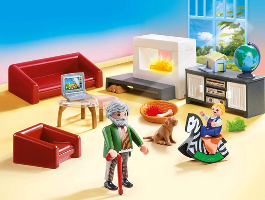 Playmobil child on a rocking horse scene encourages imaginative play.