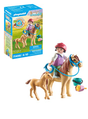 Playmobil Child with Ponies figure in an imaginative play scene.