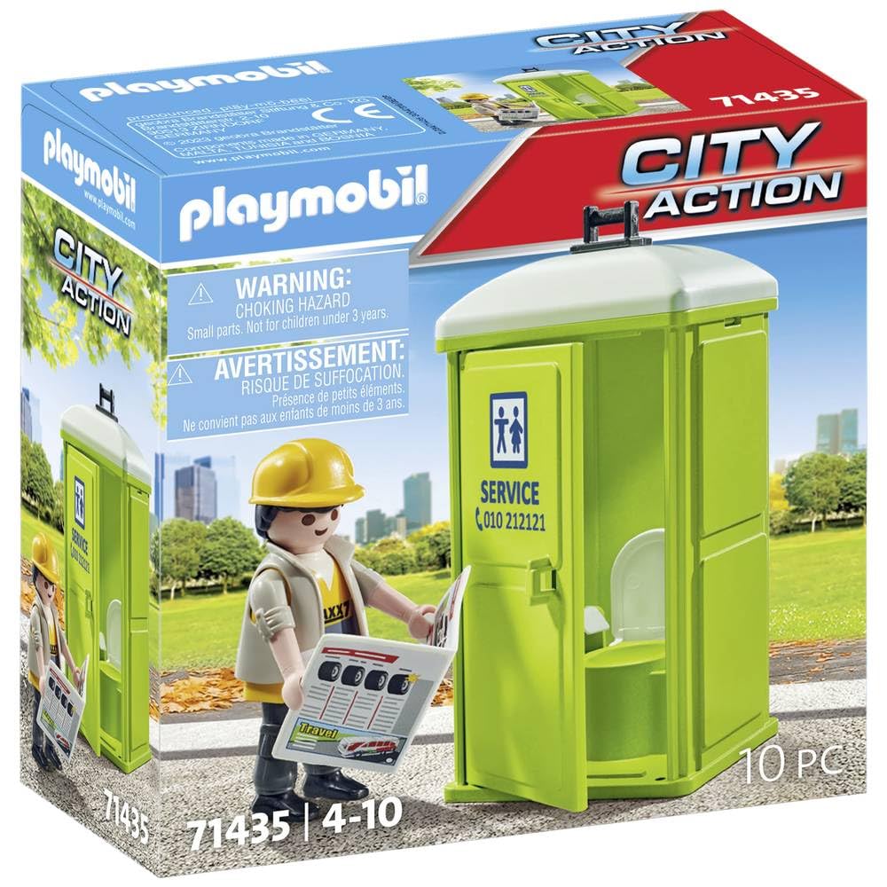 Playmobil City Action Bajamaja portable toilet with lid for realistic outdoor play.