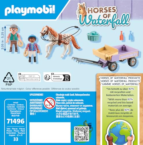 Contents include 33 pieces: figures, pony, wagon and extras