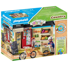 Playmobil Country Farm Shop bike with trailer ready for transport play.