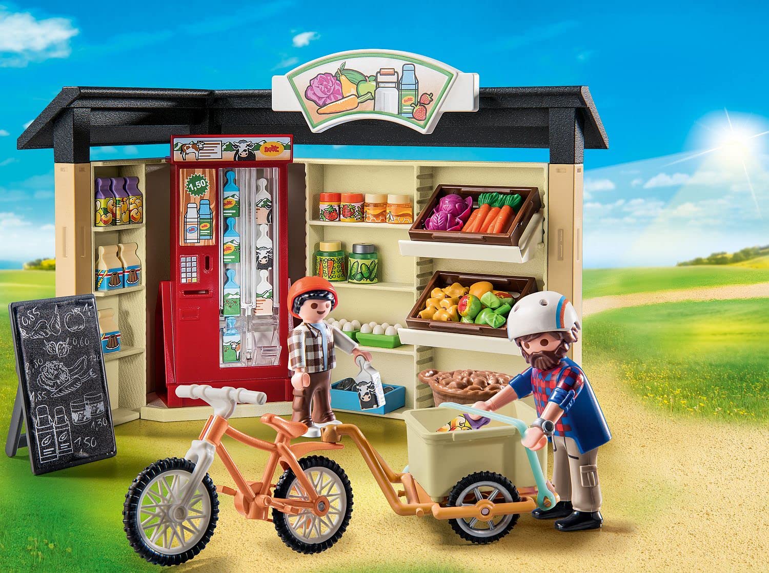 Playmobil Country Farm Shop chalkboard sign displaying today's specials.