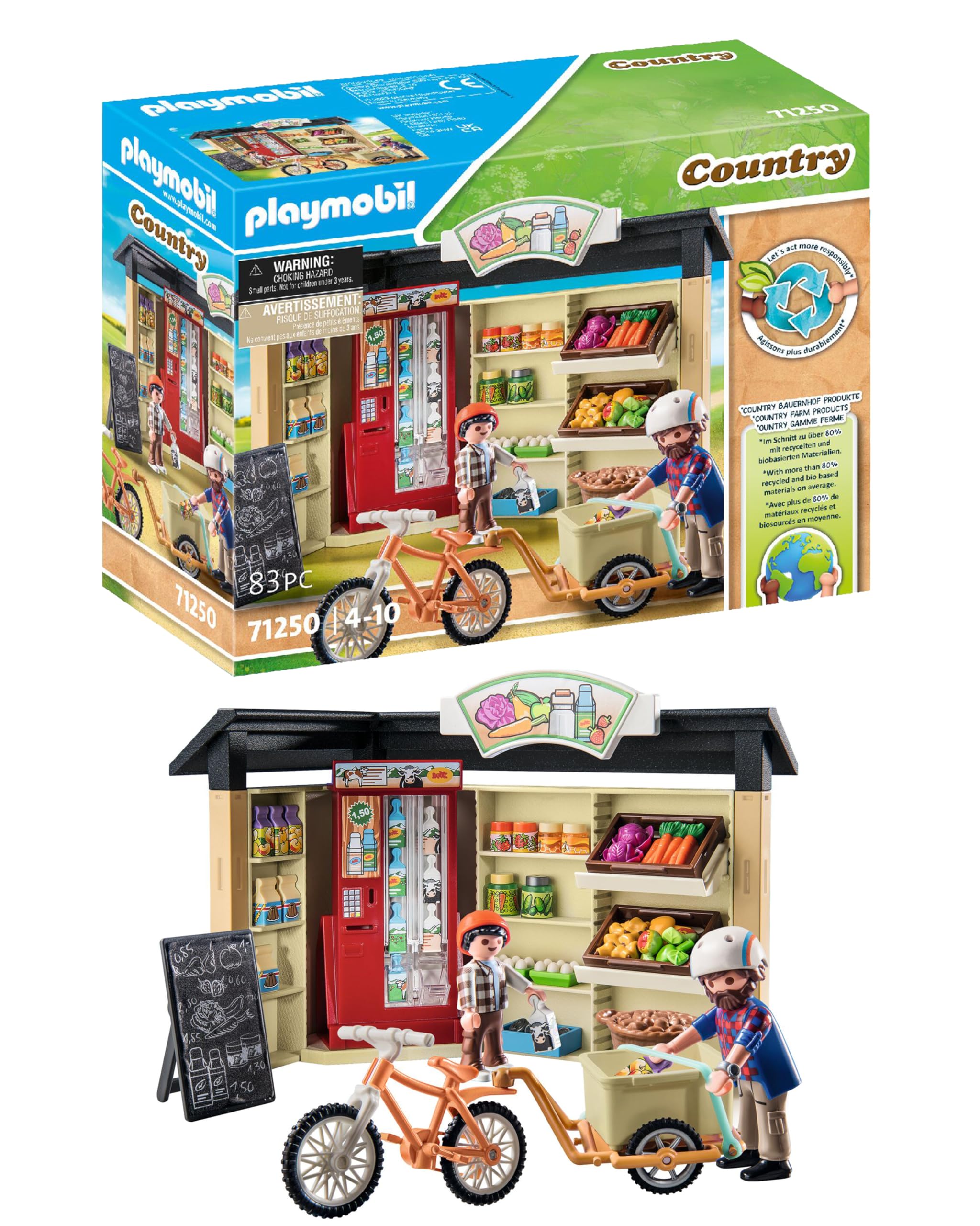 Playmobil Country Farm Shop milk dispenser shown for easy pretend shopping.
