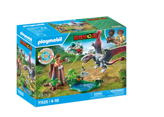 Playmobil Dinos Observatory drone with camera captures close ups without disturbing Dimorphodon