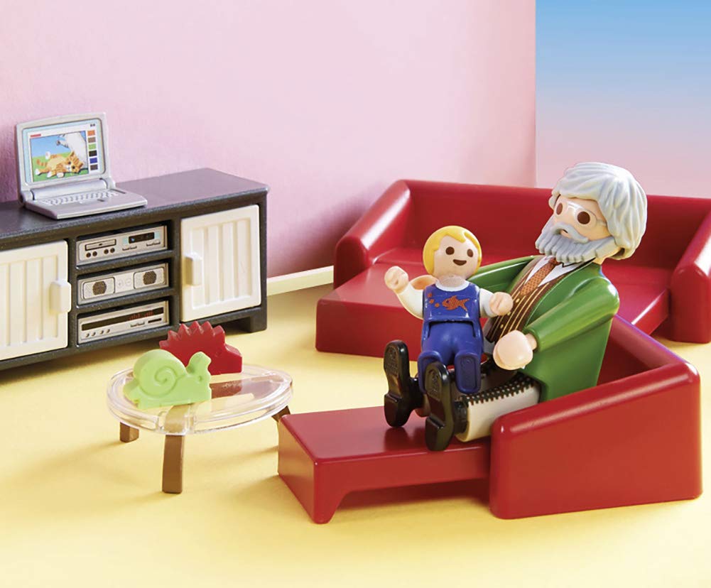 Playmobil dog resting in a bed adds warm detail to playtime.