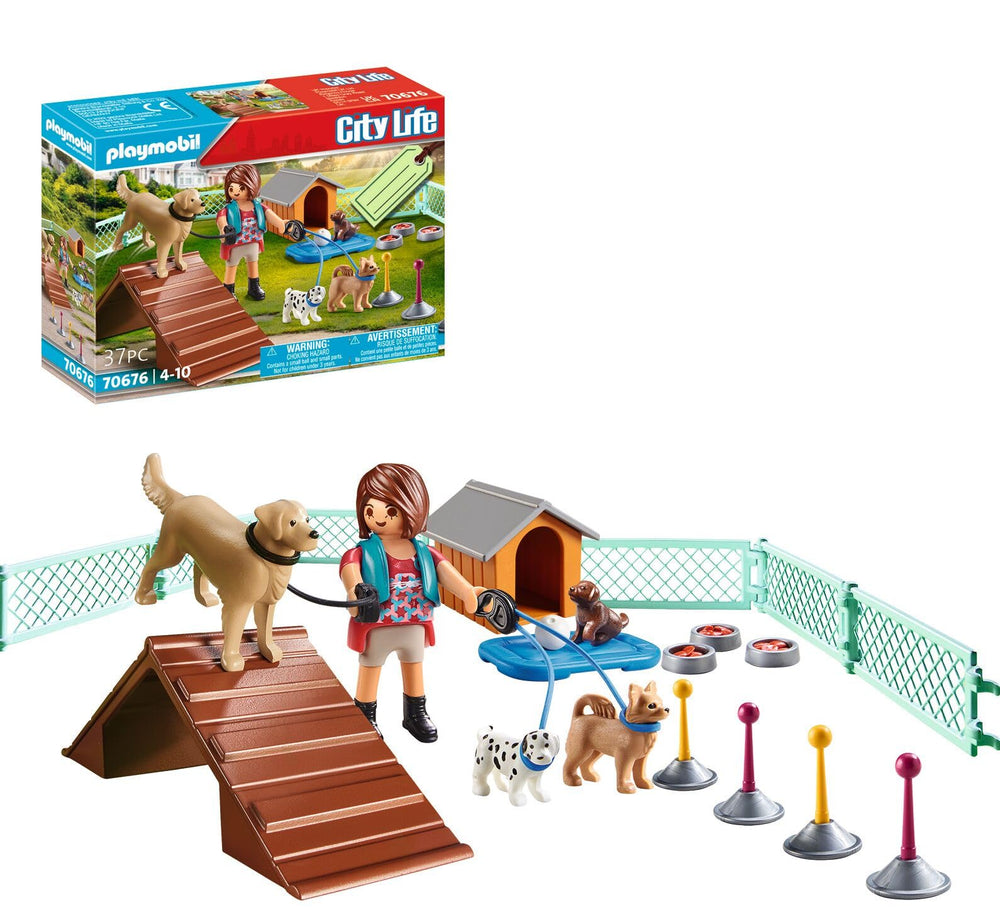 Playmobil Dog Trainer Gift Set front view with figures and dogs for imaginative play sessions