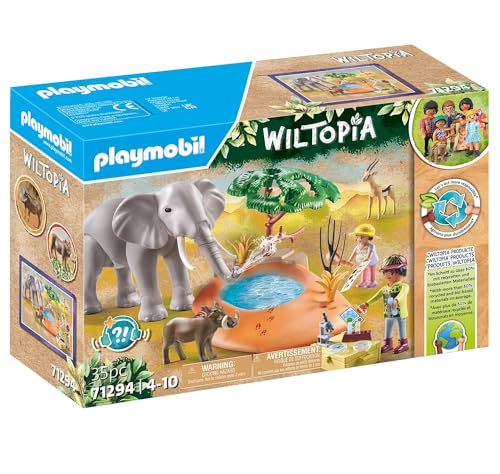 Playmobil elephant footprints with magnifier encourages kids to spot tracks