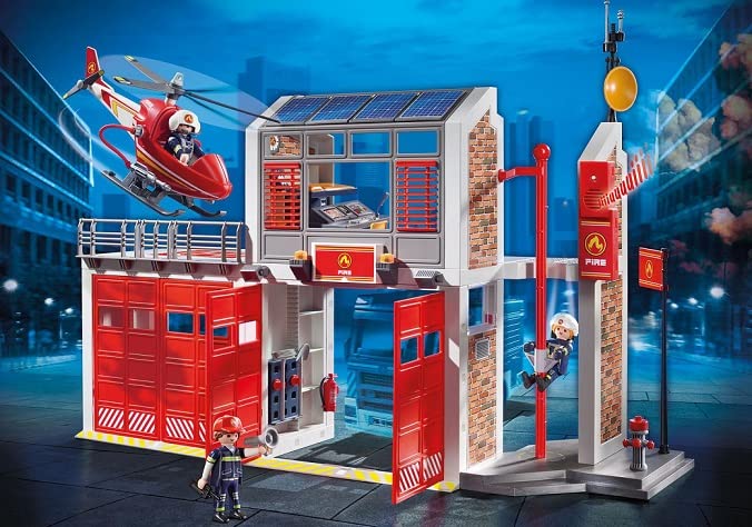 Playmobil Fire Station control center with monitors for quick, imaginative emergency response play