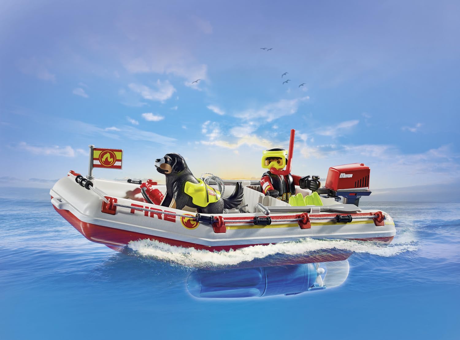 Playmobil Fireboat with Aqua Scooter diving gear included for imagination