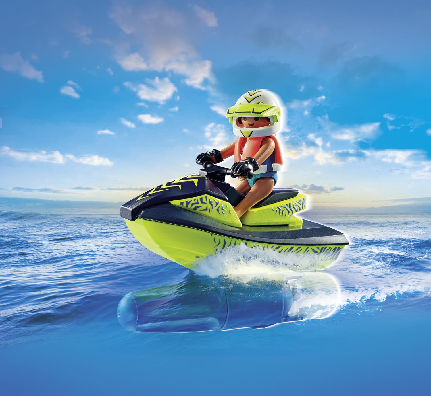 Playmobil Fireboat with Aqua Scooter life jacket and paddles for realism