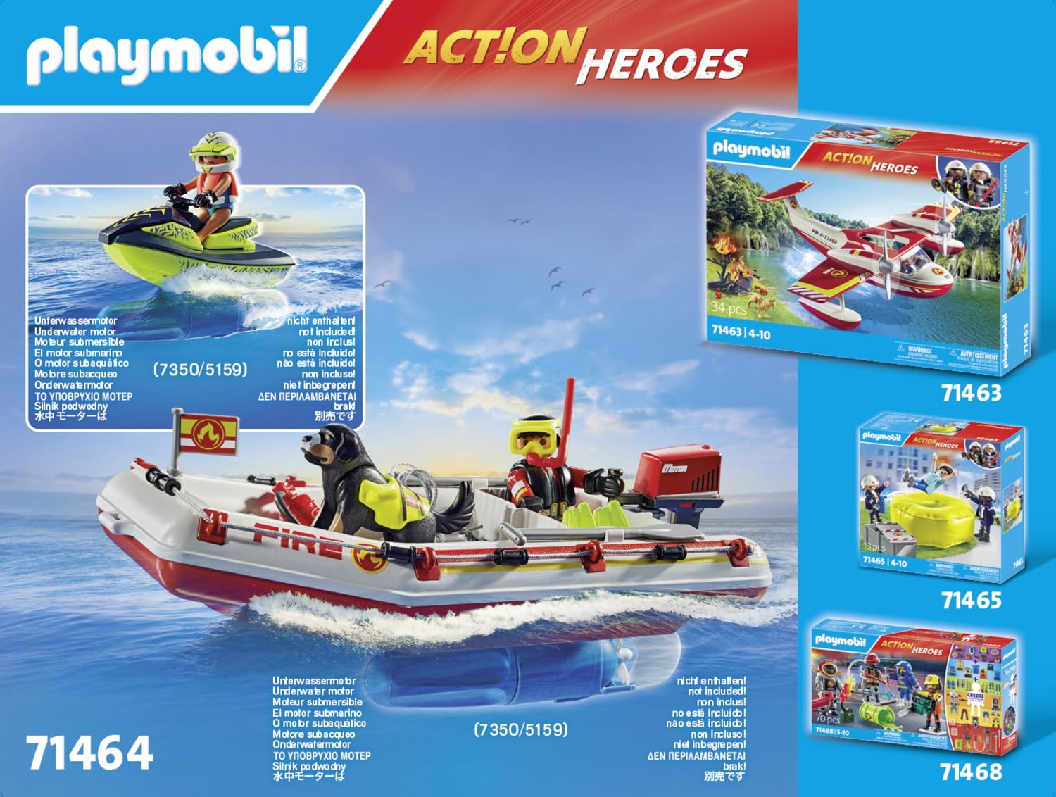 Playmobil Fireboat with Aqua Scooter swiveling motor enables versatile play