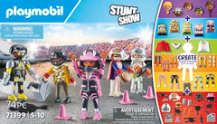 Playmobil firefighter helmet and axe for dramatic fire rescue scenes.