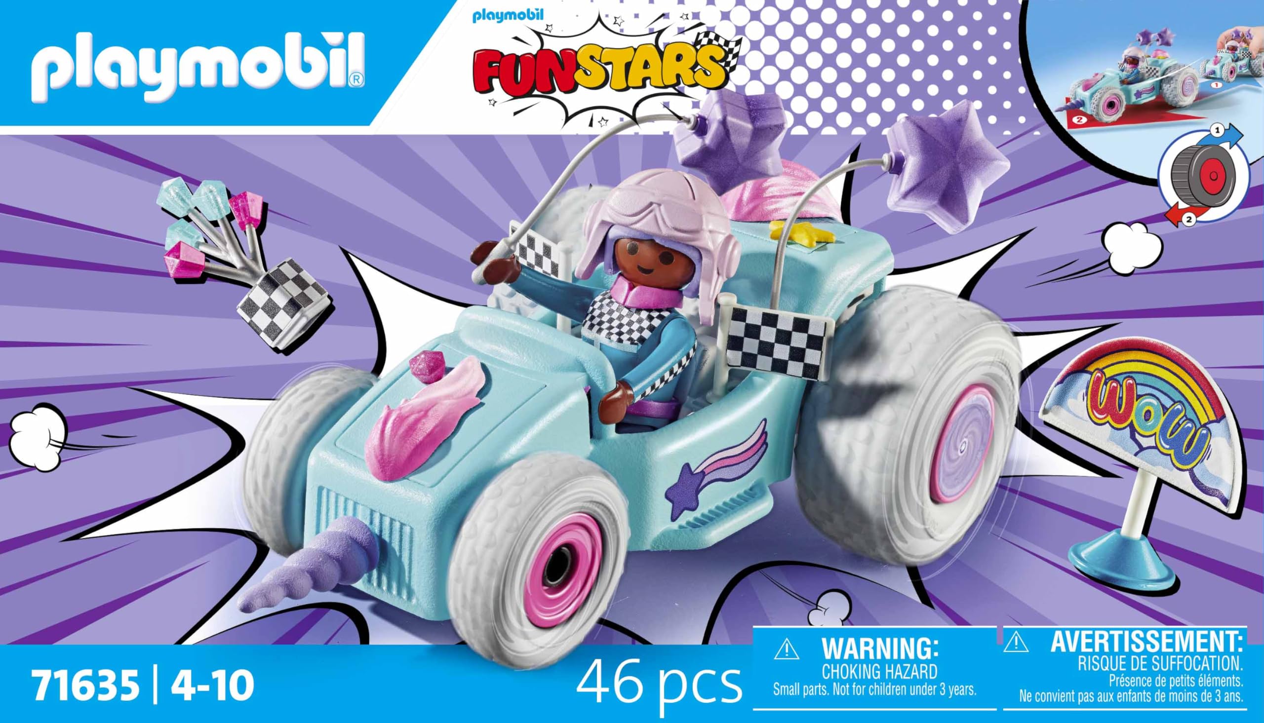 Playmobil Funstars Racing Unicorn figure and helmet ready for racing