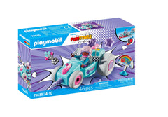 Playmobil Funstars Racing Unicorn rainbow balloons enhance colorful play