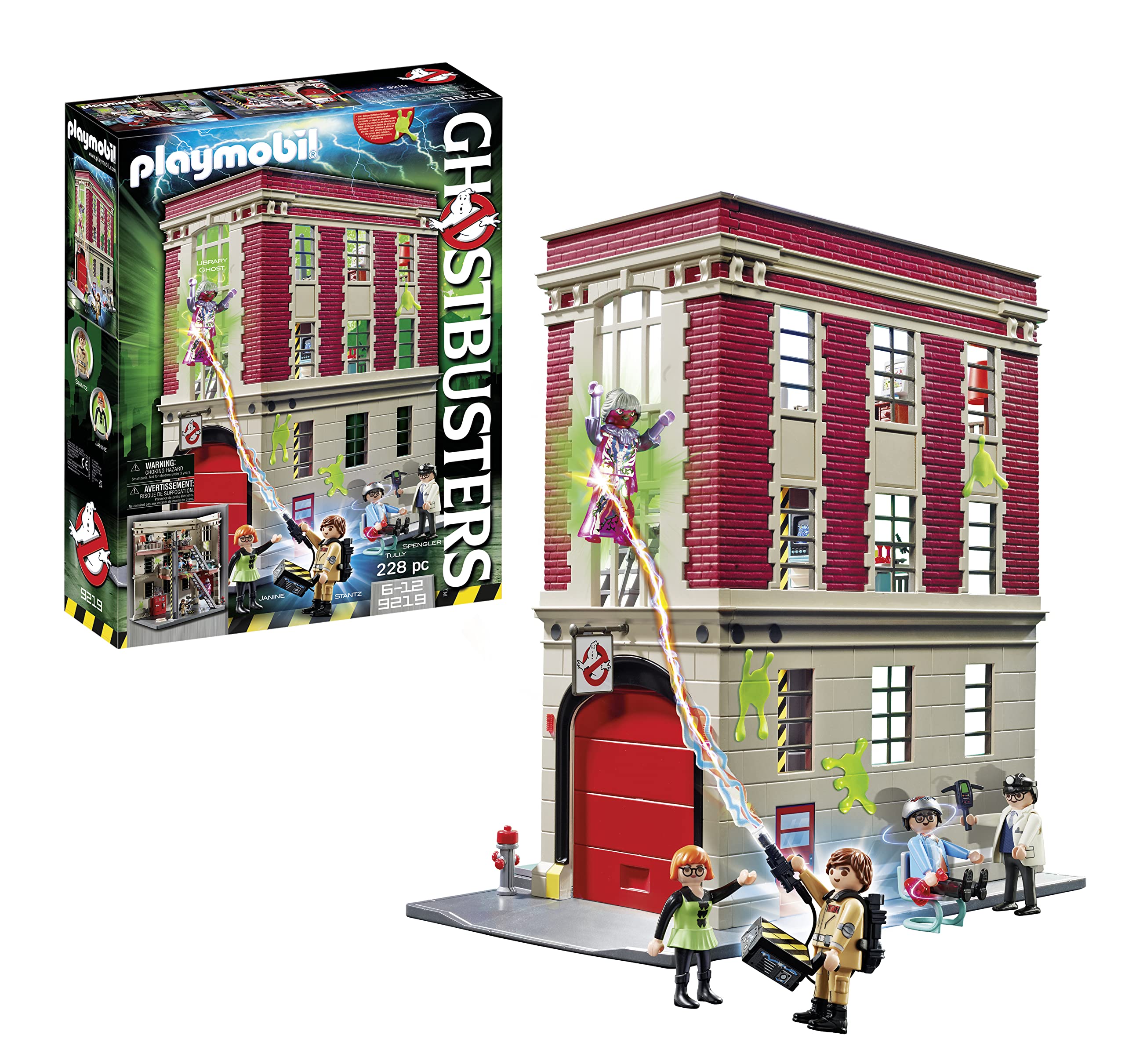 Playmobil Ghostbusters Firehouse front view for imaginative play