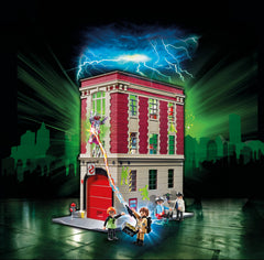 Playmobil Ghostbusters Firehouse lab scene with Spengler mixing