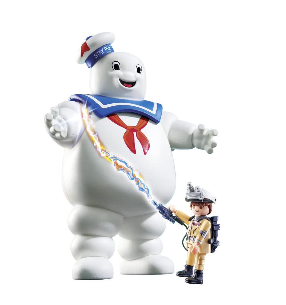 Playmobil Ghostbusters Ray Stantz with proton pack for classic scenes.