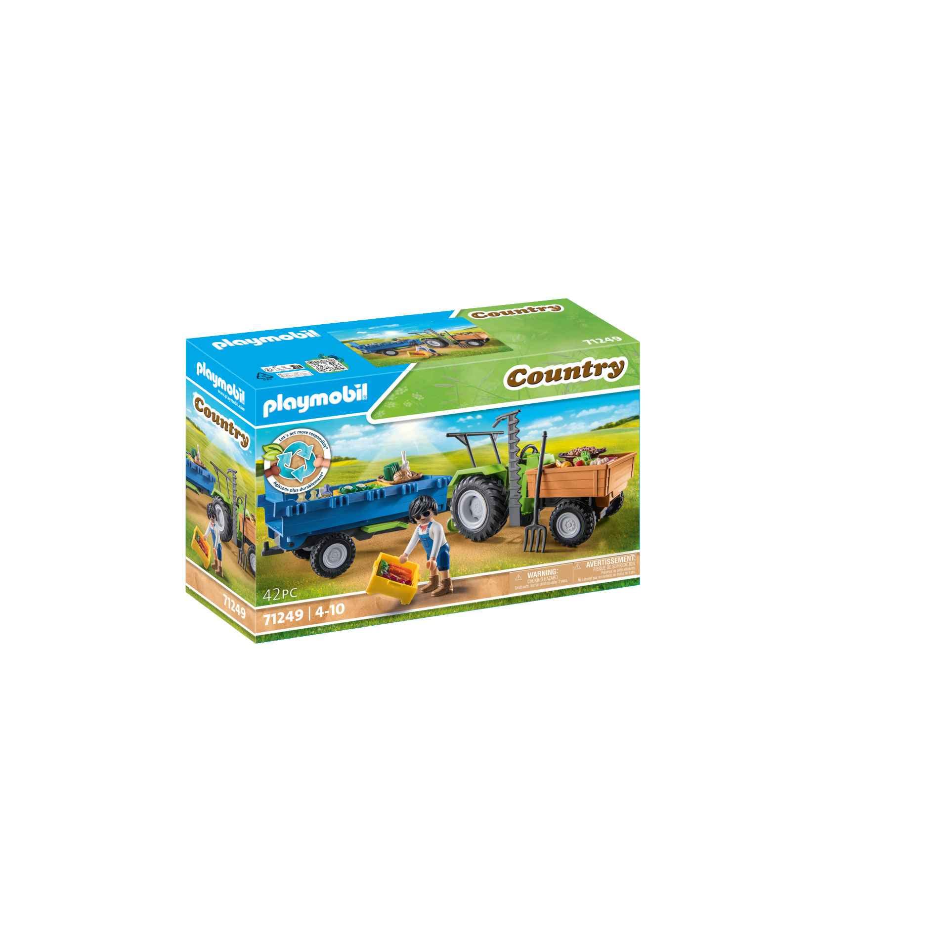 Playmobil Harvester Cutter removable from tractor allows flexible setups.