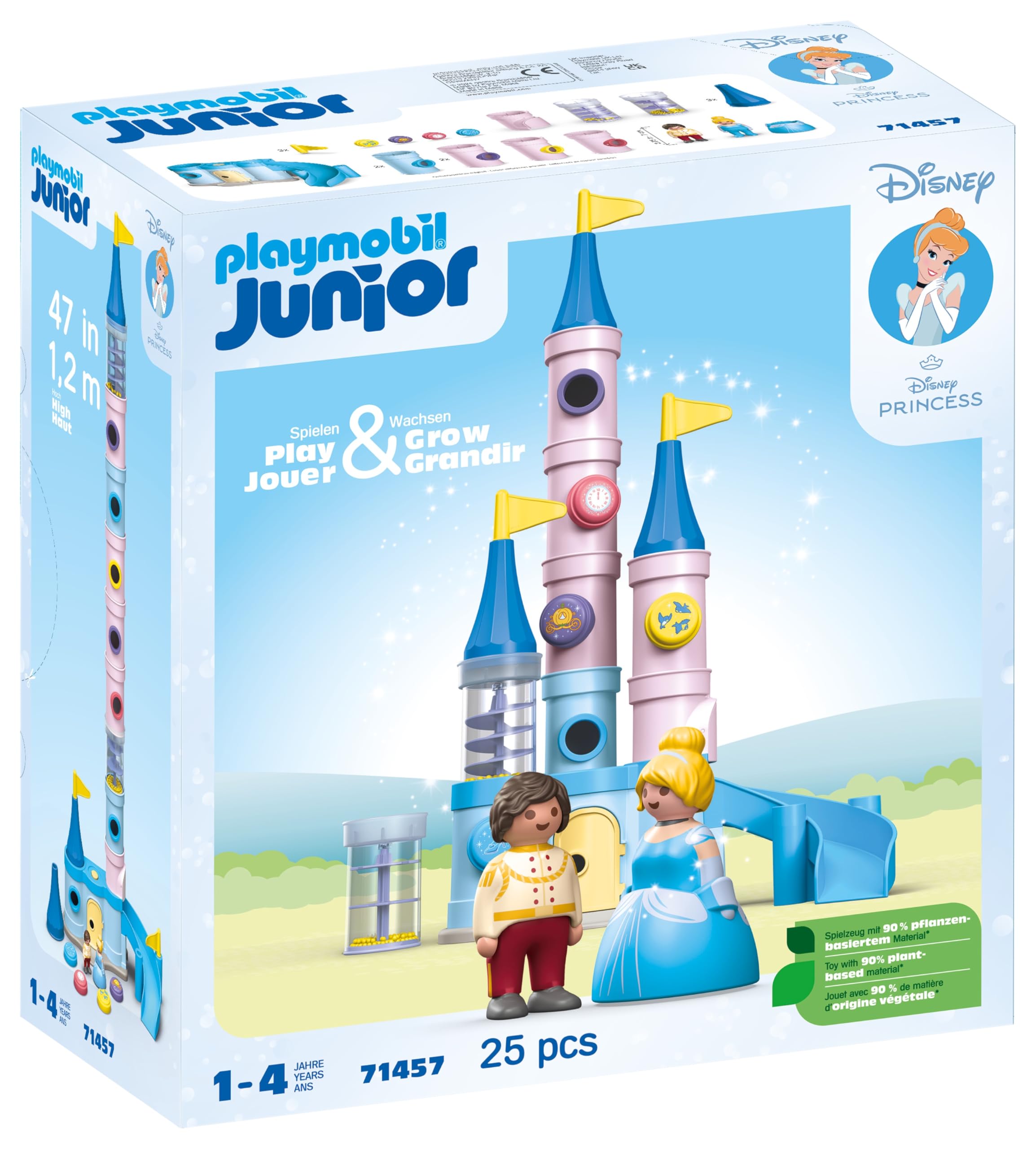 Playmobil Junior Cinderella Castle front view invites creative building for toddlers.