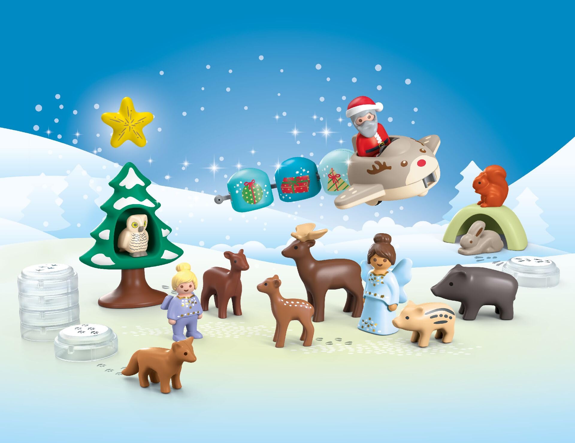 Playmobil Junior Snowy Christmas door animals invite forest storytelling adventures