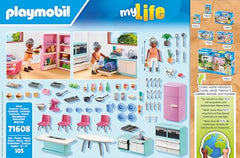 Playmobil Kitchen with Dining Table accessories: mixer and toaster spark imaginative play.