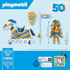 Playmobil 50th knight compatible with other sets for adventures.