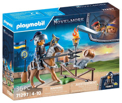 Knight figure highlights detailed armor for realistic role-play adventures.