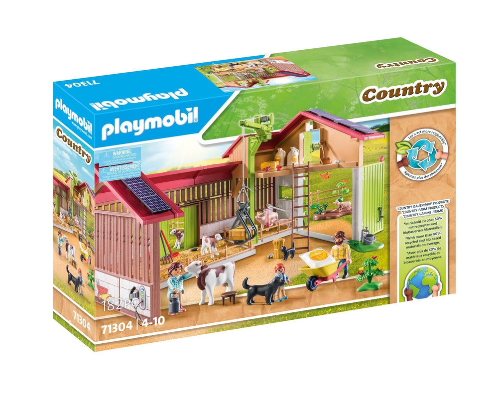 Playmobil Large Farm barn with solar panels powering daily tasks