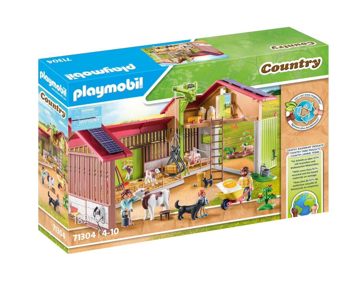 Playmobil Large Farm barn with solar panels powering daily tasks