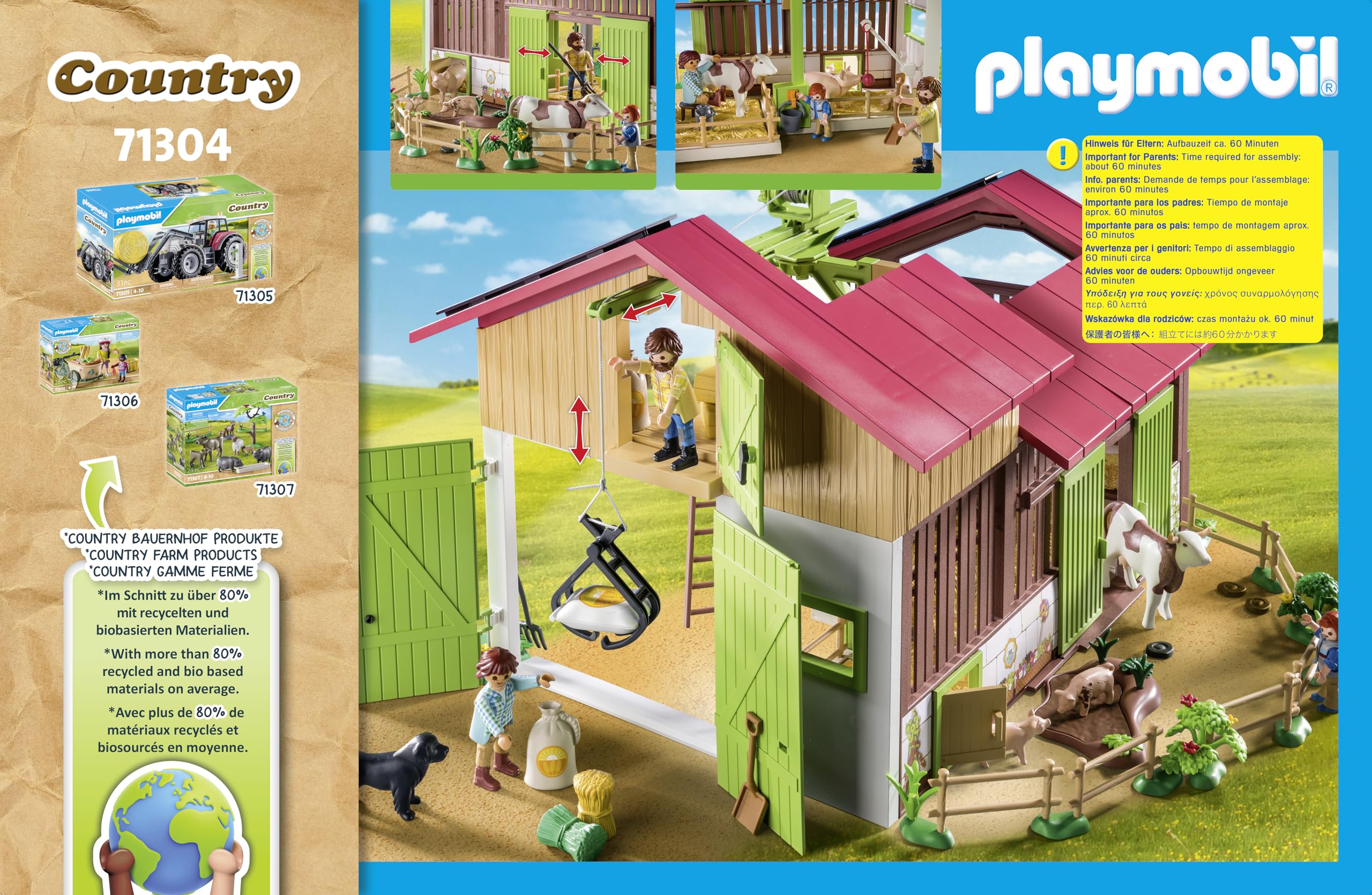 Detailed view of the Playmobil Large Farm build and layout