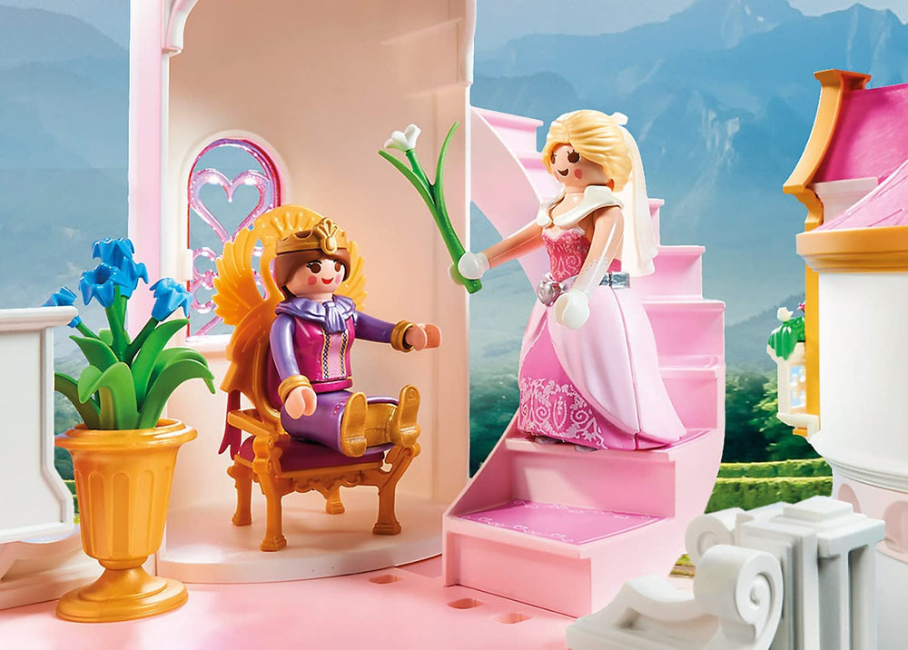 Playmobil Large Princess Castle double gate entrance creates welcoming, versatile play space.