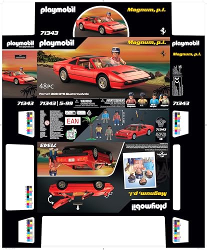 Playmobil Magnum P.I. Ferrari 308GT packaging design ready for gifting