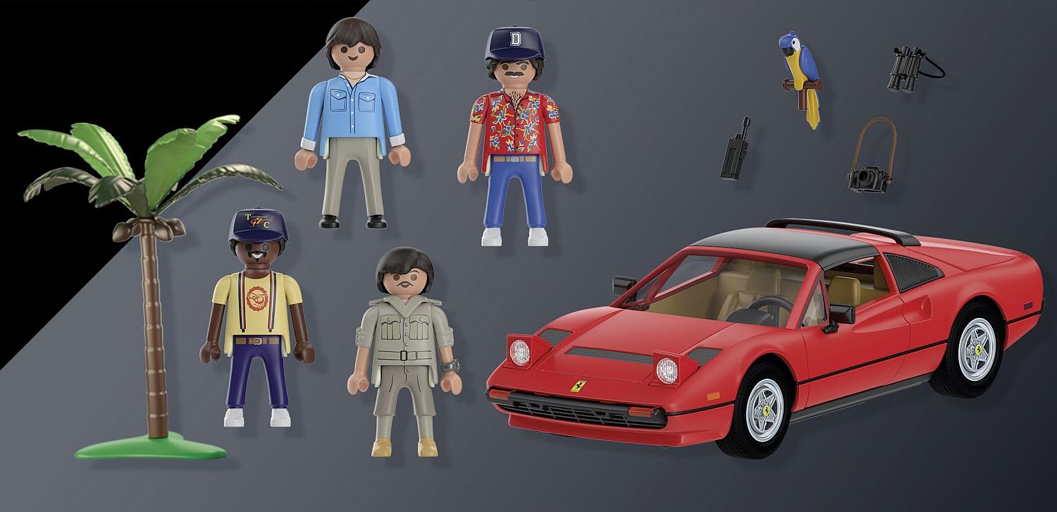 Playmobil Magnum P.I. Ferrari 308GT side detail highlights authentic branding