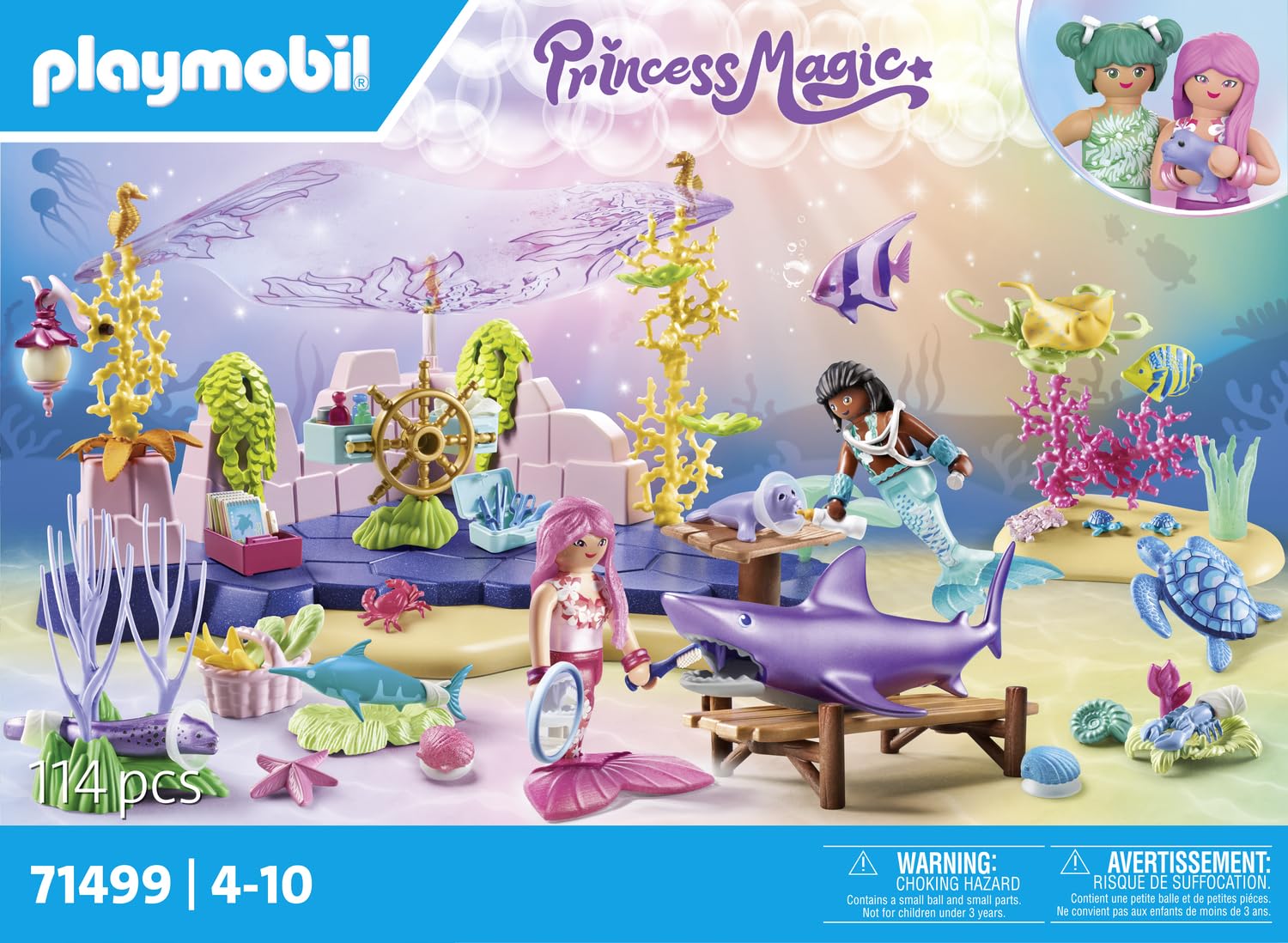 Playmobil Mermaid Animal Care decorative shells with suction cups on display