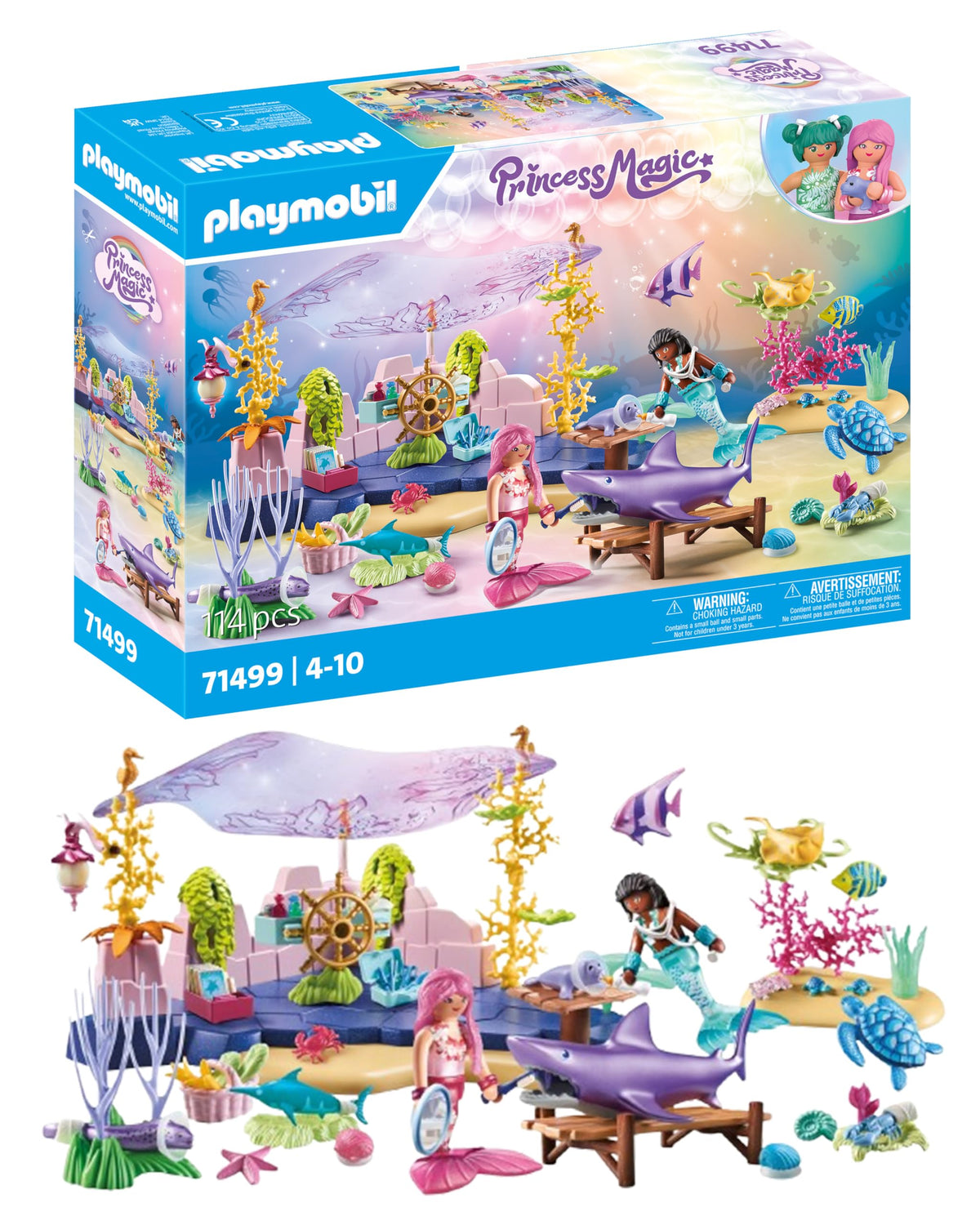 Playmobil Mermaid Animal Care underwater scene showing mermaids and sea life at play