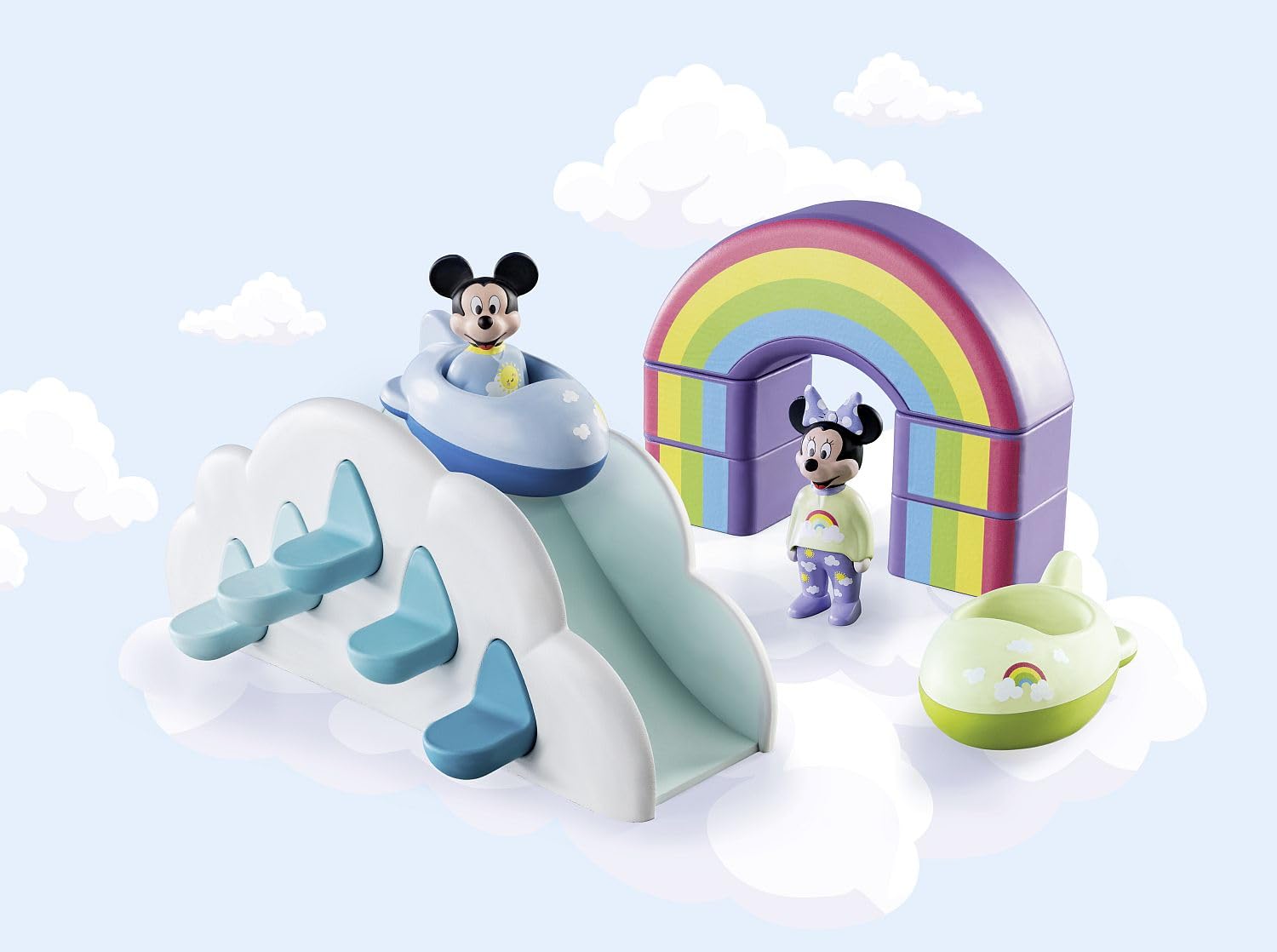 Playmobil Cloud Home rainbow archways invite imaginative play and color recognition.