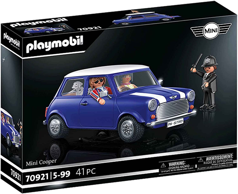 Playmobil Mini Cooper with roof off for easy interior access and imaginative play
