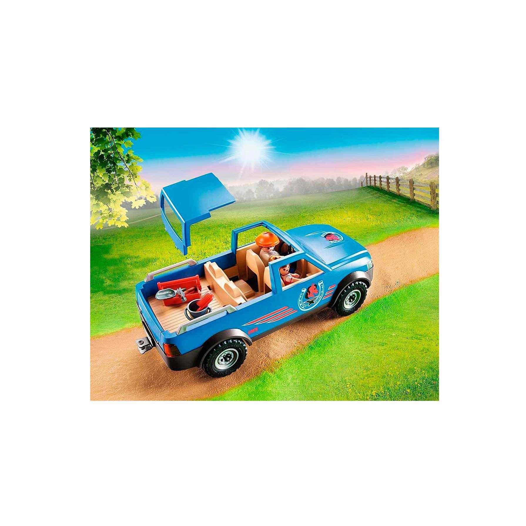 Playmobil Mobile Farrier forge setup with switch-started fire for realistic play.