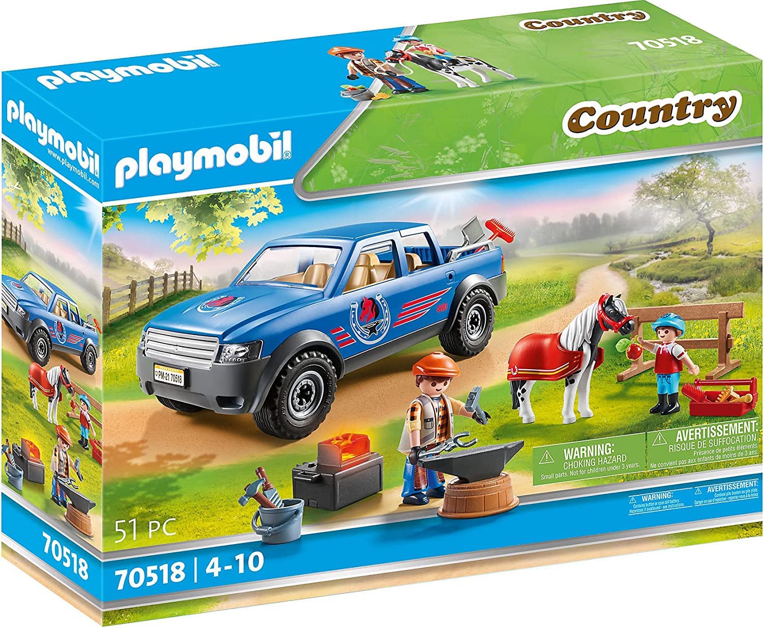 Playmobil Mobile Farrier truck cargo bed, spacious storage for forge gear and tools.