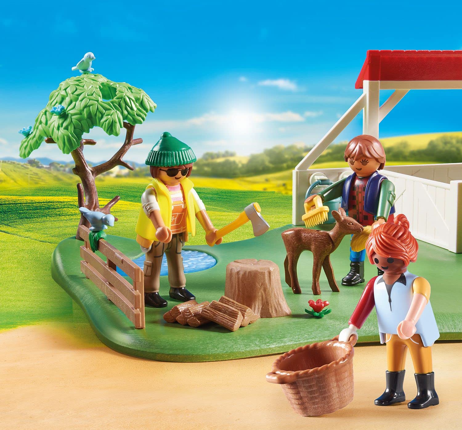 Playmobil My Figures Horse Ranch garden and wood scene supports multi-activity play.