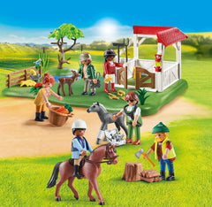 Playmobil My Figures Horse Ranch horses in action for creative grooming and riding.