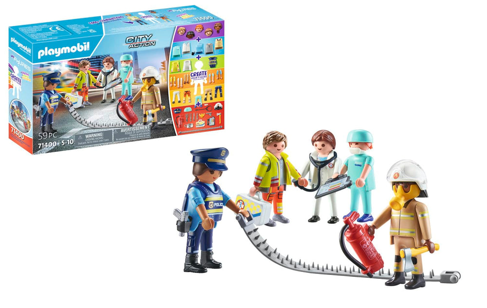 Playmobil My Figures Rescue figures showcase custom heroes for imaginative play.