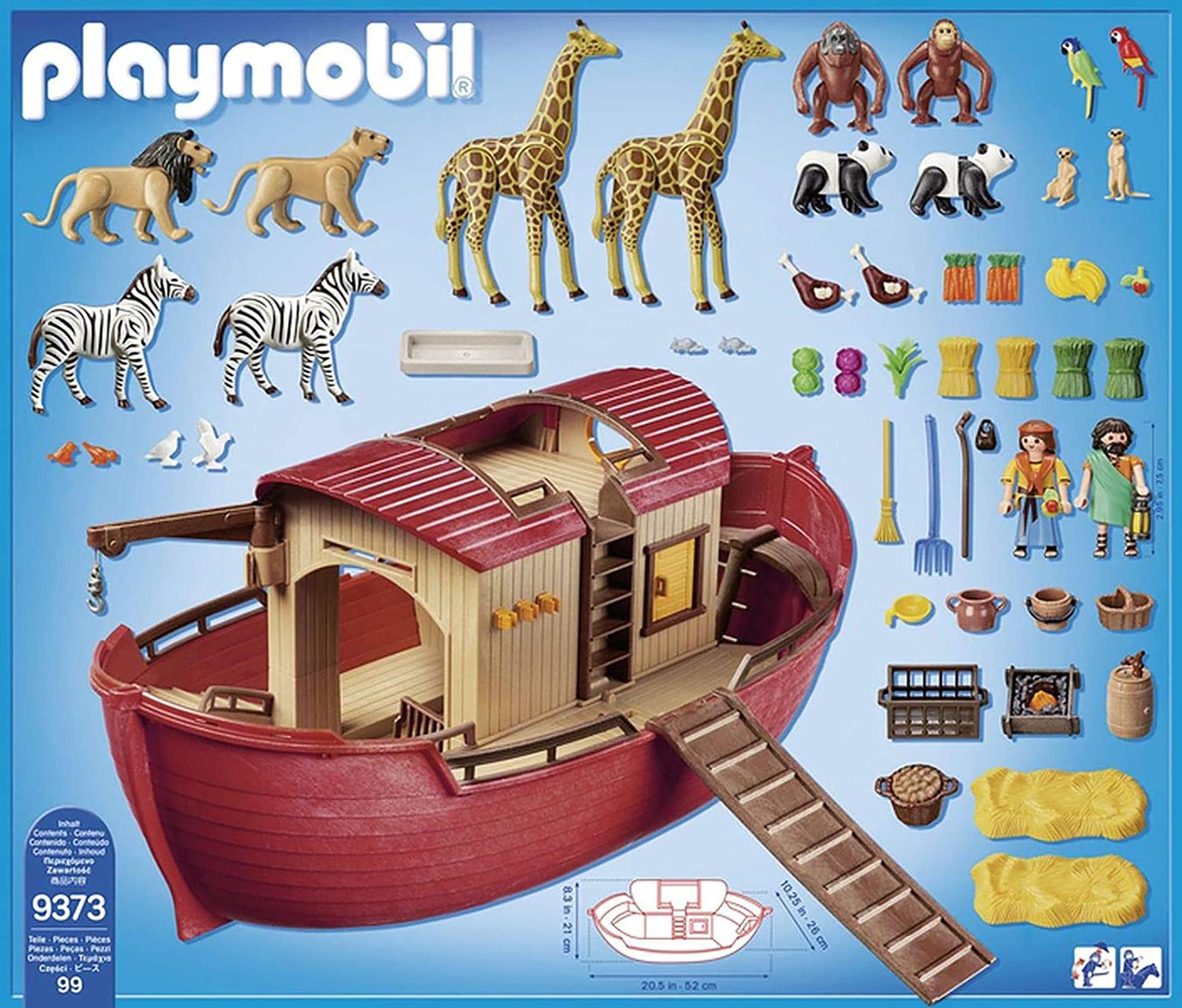 Playmobil Noah's Ark open layout supports giraffes and other animals comfortably.