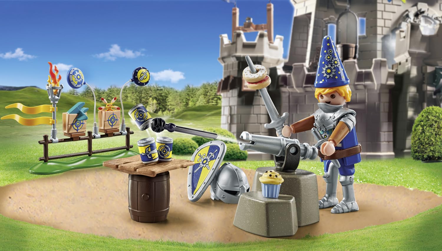 Playmobil Novelmore Knight figure joins quests during birthday playtime.