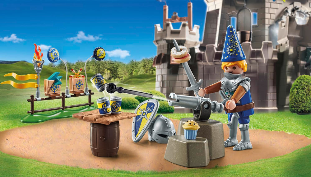 Playmobil Novelmore Knight figure joins quests during birthday playtime.