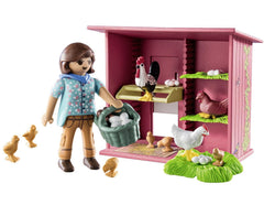Playmobil Pink Chicken Coop detail adds a bright focal point to scenes
