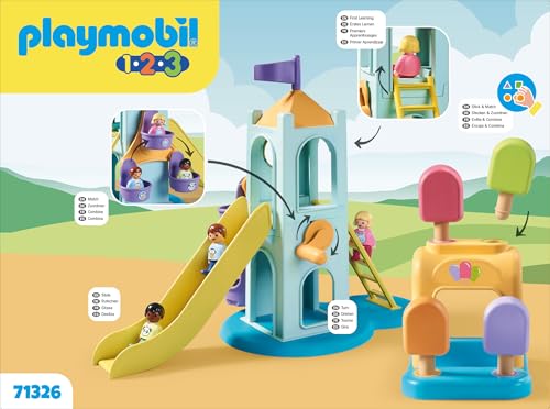 Playmobil playground detail pieces add realistic miniature scene for storytelling.