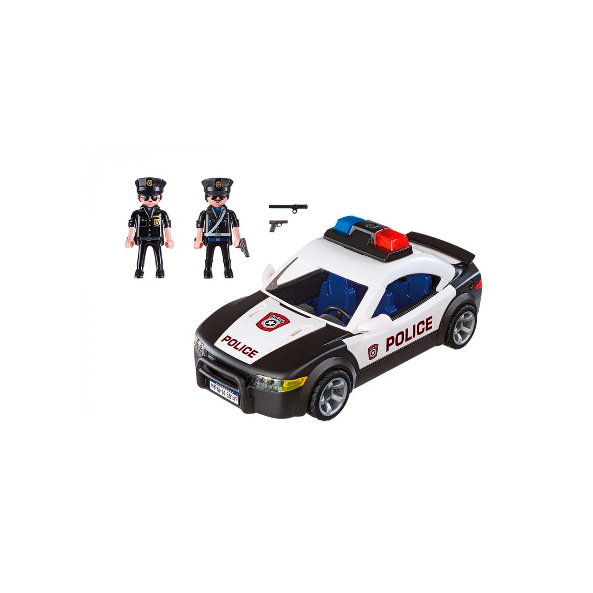 Playmobil Police Cruiser interior with removable roof for quick figure access.