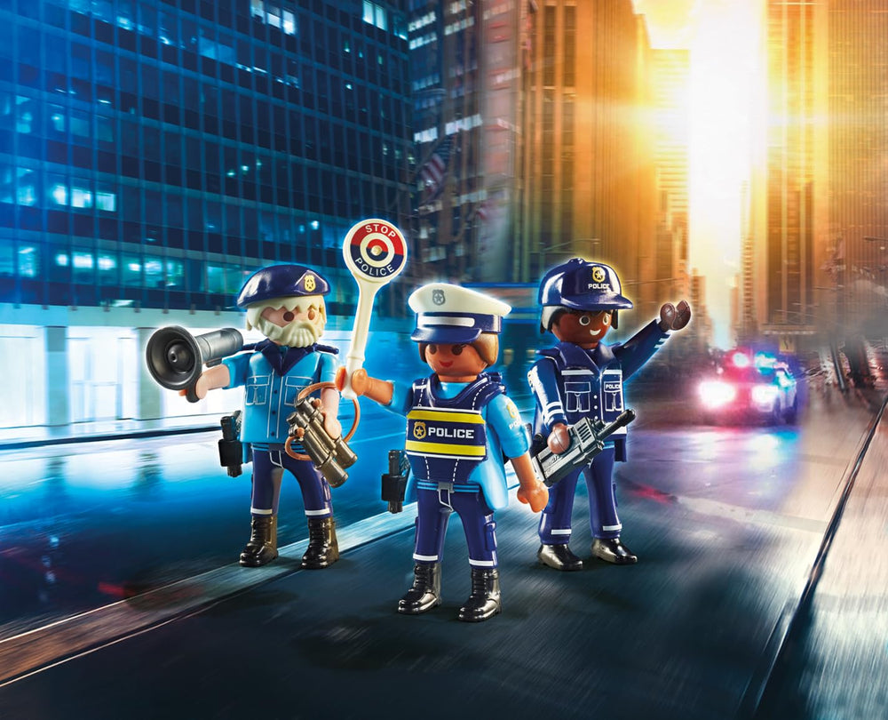 Playmobil Police Figure Set accessories including megaphone and walkie-talkie boost interactive crime-fighting scenes