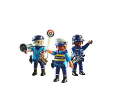Playmobil Police Figure Set hats and binoculars enhance authentic patrol playtime